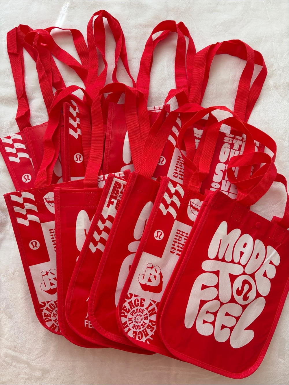 ❤️❤️ Lululemon Small Reusable Red Party Tote Bags - Set Of 12 ❤️❤️